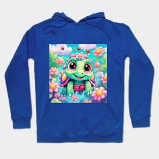 Turtle Princess in Floral. Hoodie